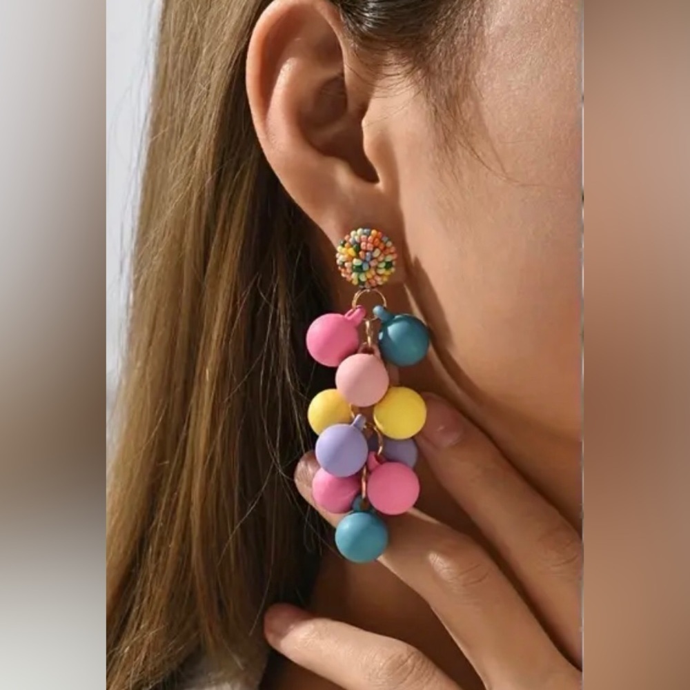 Colorful Balloon Cluster Dangle Earrings